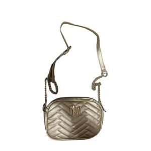 Badgley Mischka Gold Camera Bag Cross‎ Purse Handbag Vegan Leather Studio